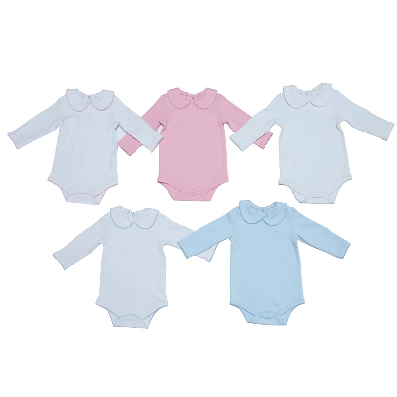 Baba Ruházat Egyéni Picot Trim Baba Onesie
