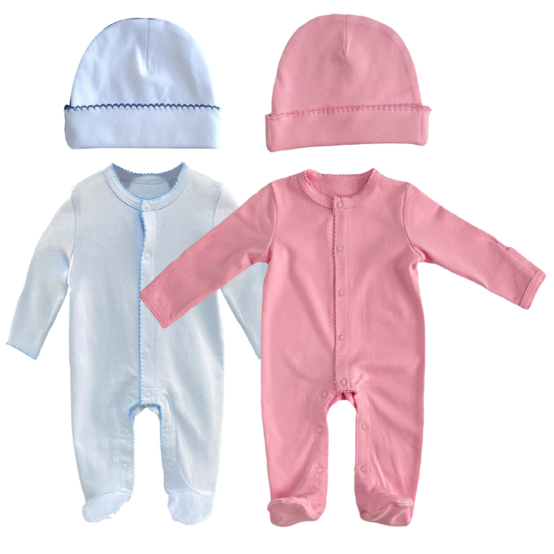 Egyéni szerves pamut Picot Trim Footie Swaddle készlet